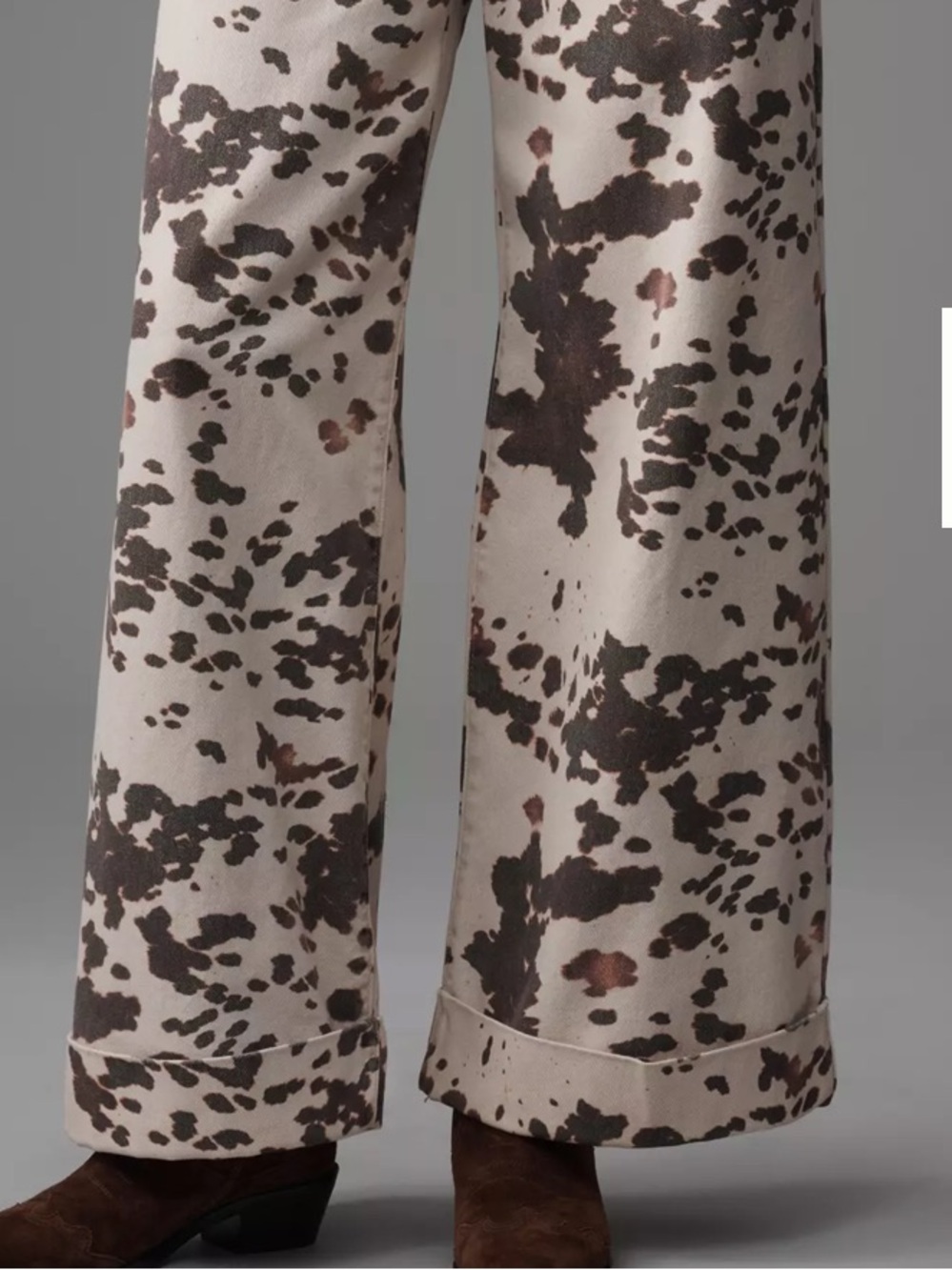 Pilcro wide leg animal splatter print brown cream jeans pleated JNCO 27 4 Y2K - Picture 13 of 13